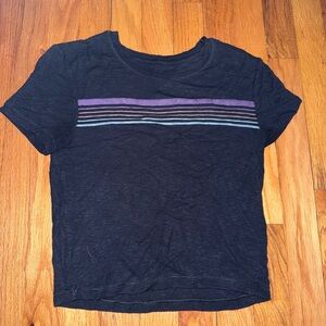 American Eagle Outfitters Black Tee with Multicolor Stripes